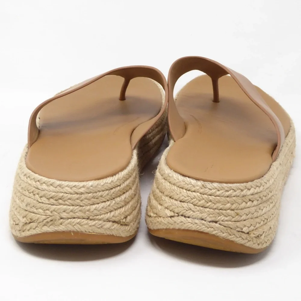 FitFlop Womens F-Mode Leather Espadrille Platform Sandals Tan Brown 11